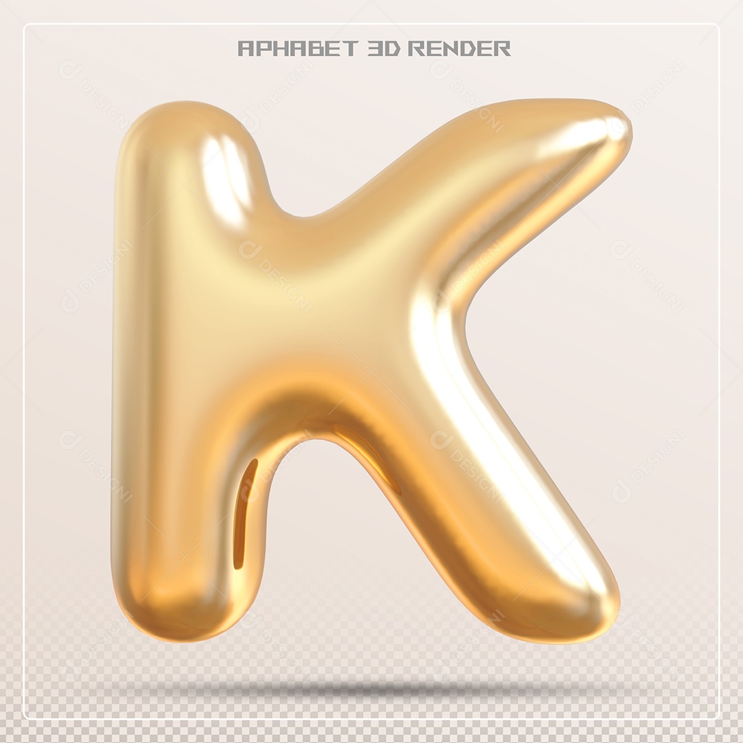 Letra Dourada K Maiúscula Elemento 3D Para Composição PSD