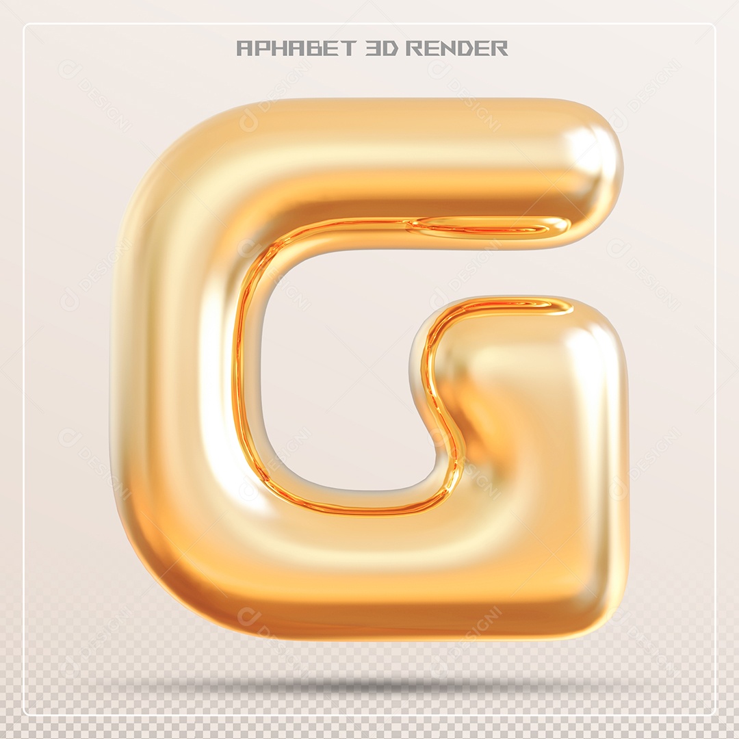 Letra Dourada G Maiúscula Elemento 3D Para Composição PSD