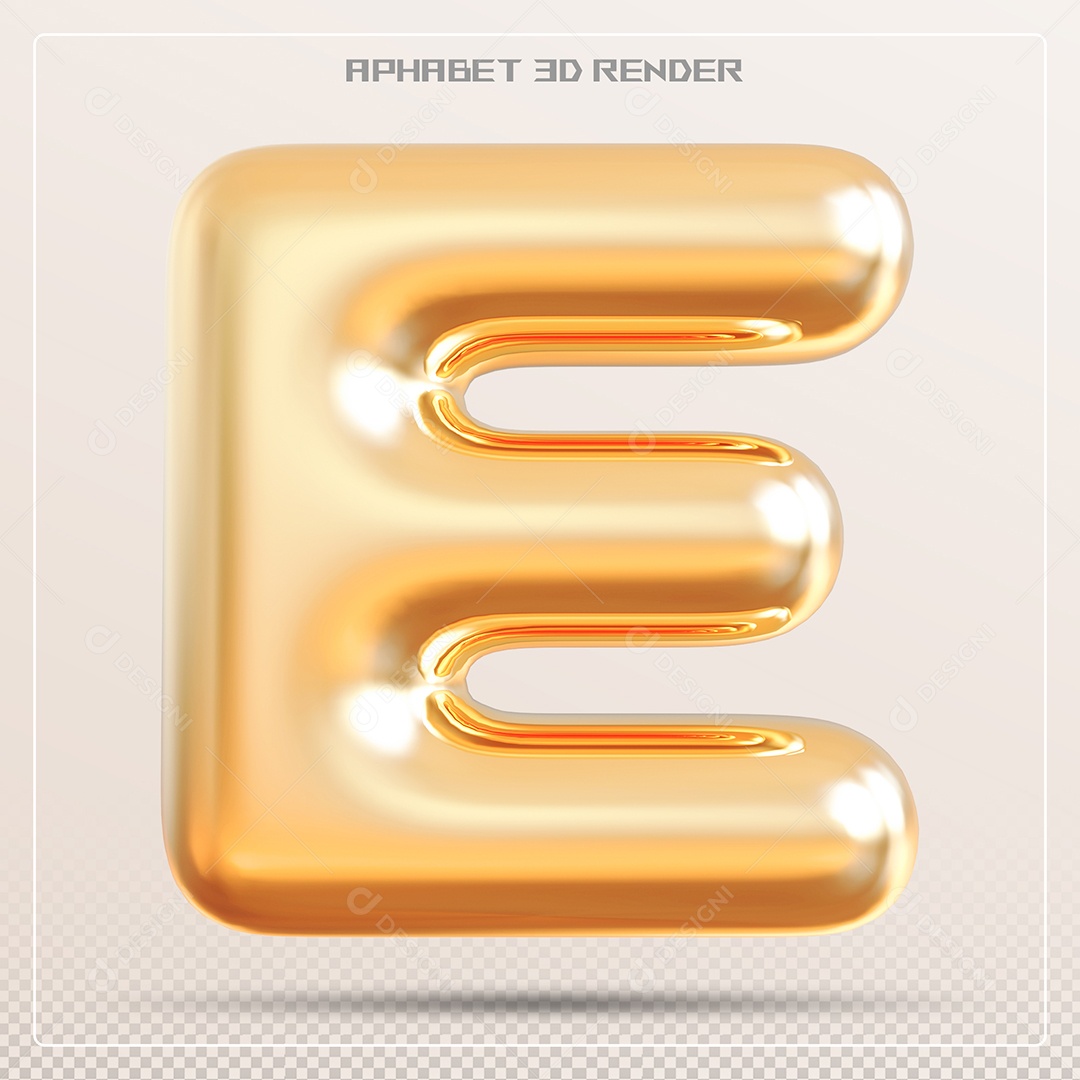 Letra Dourada E Maiúscula Elemento 3D Para Composição PSD
