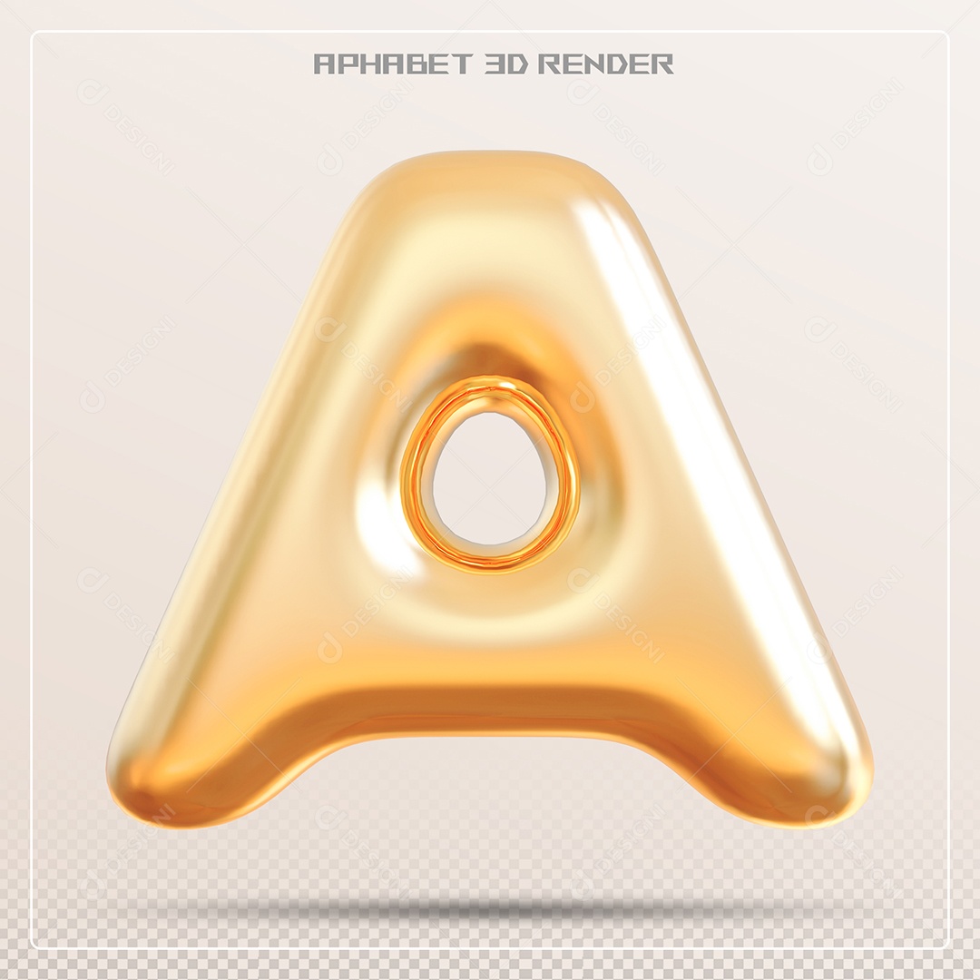 Letra Dourada A Maiúscula Elemento 3D Para Composição PSD