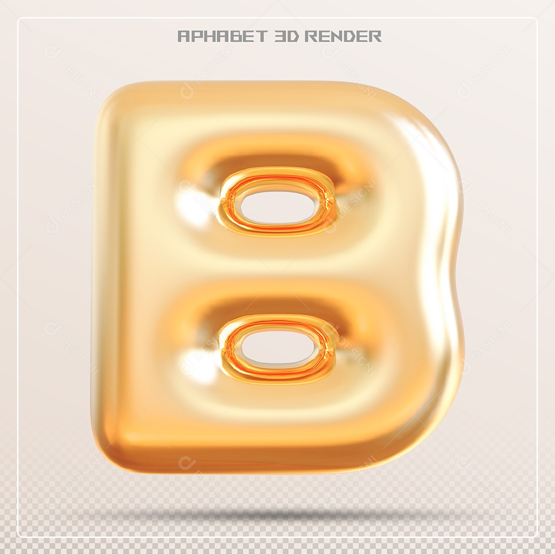 Letra Dourada B Maiúscula Elemento 3D Para Composição PSD