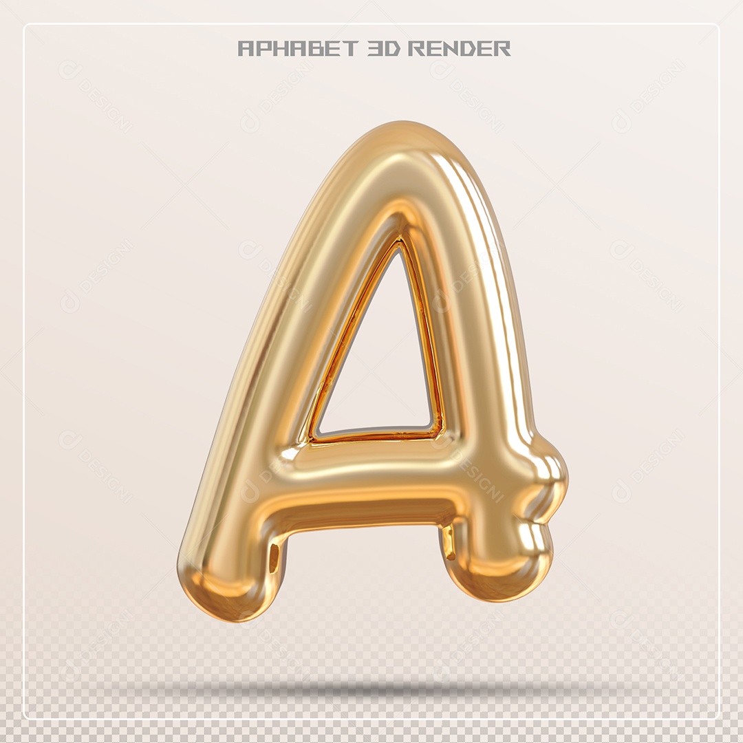 Letra Dourada A Maiúscula Elemento 3D Para Composição PSD