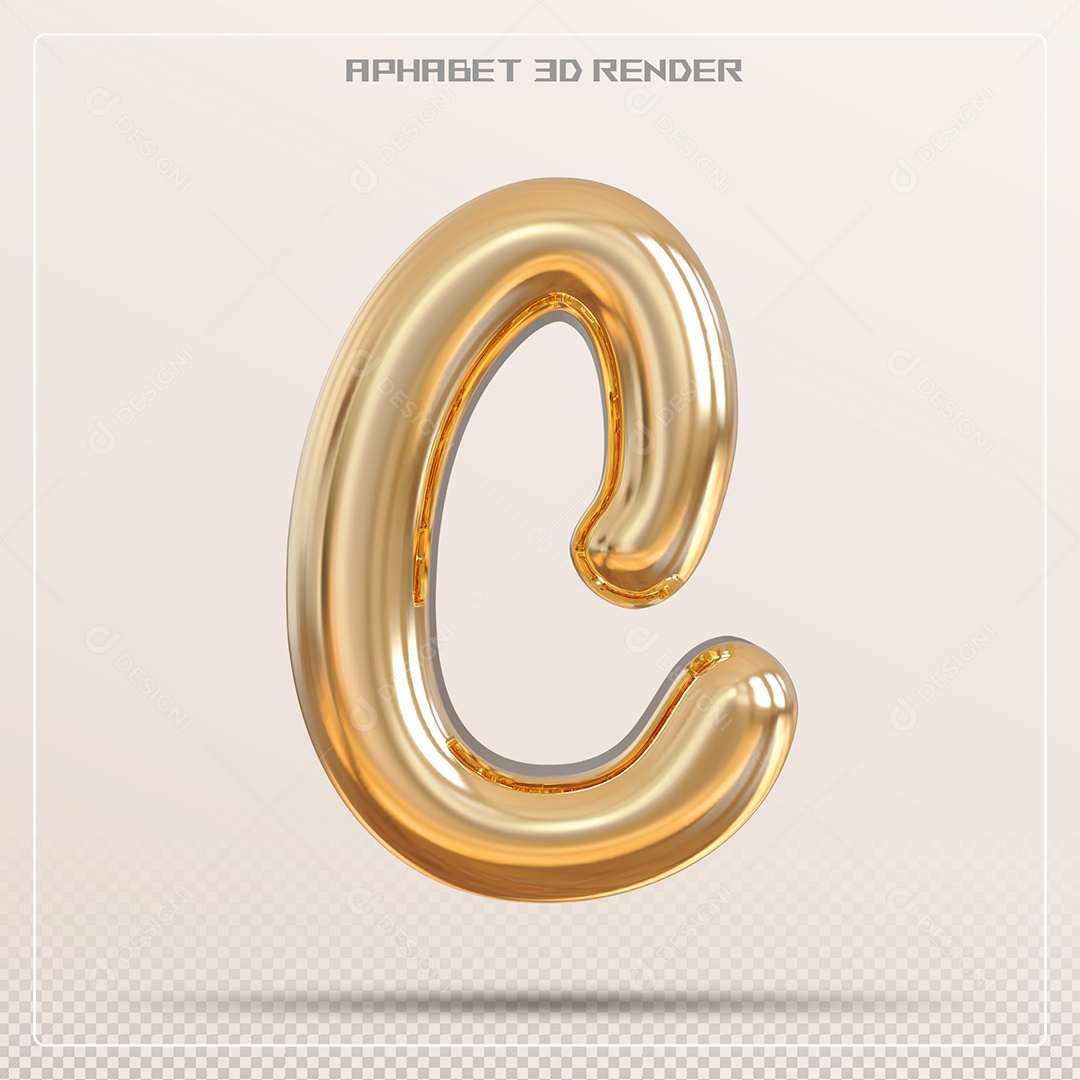 Letra Dourada C Maiúscula Elemento 3D Para Composição PSD