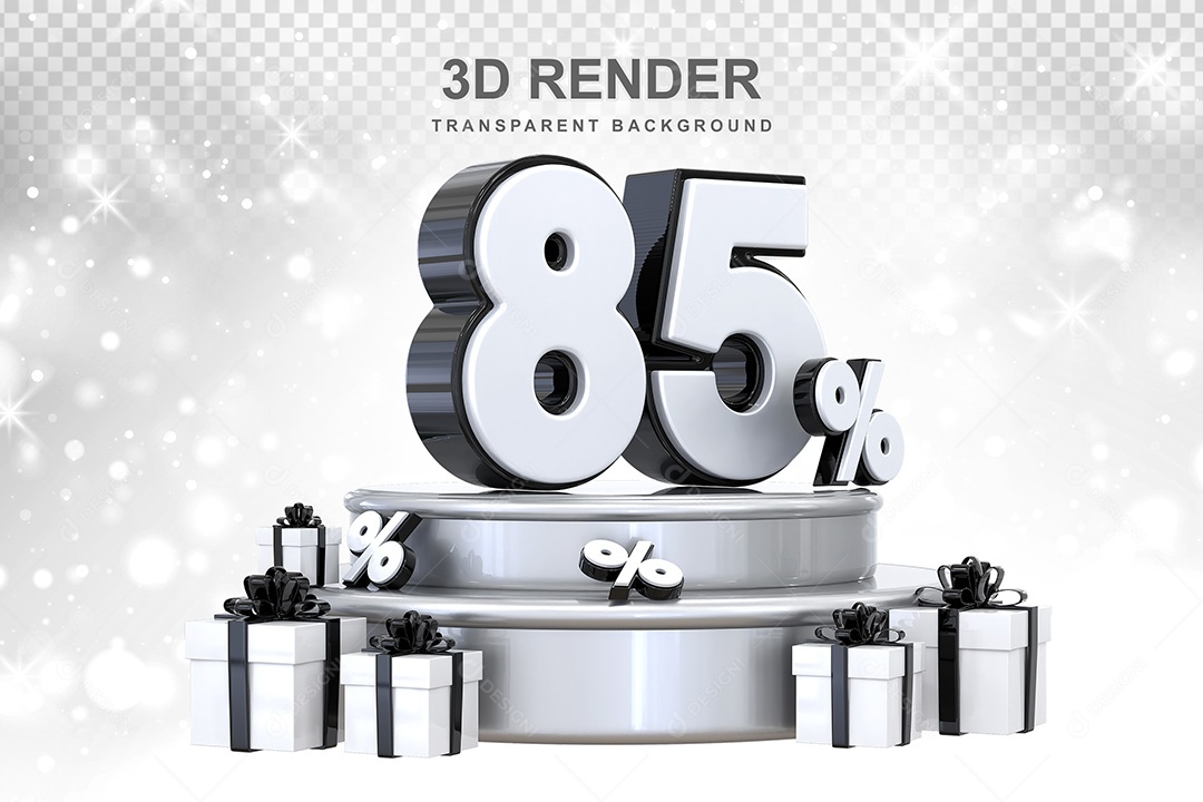 Número 3D 85% Preto e Branco Elemento Para Composição PSD