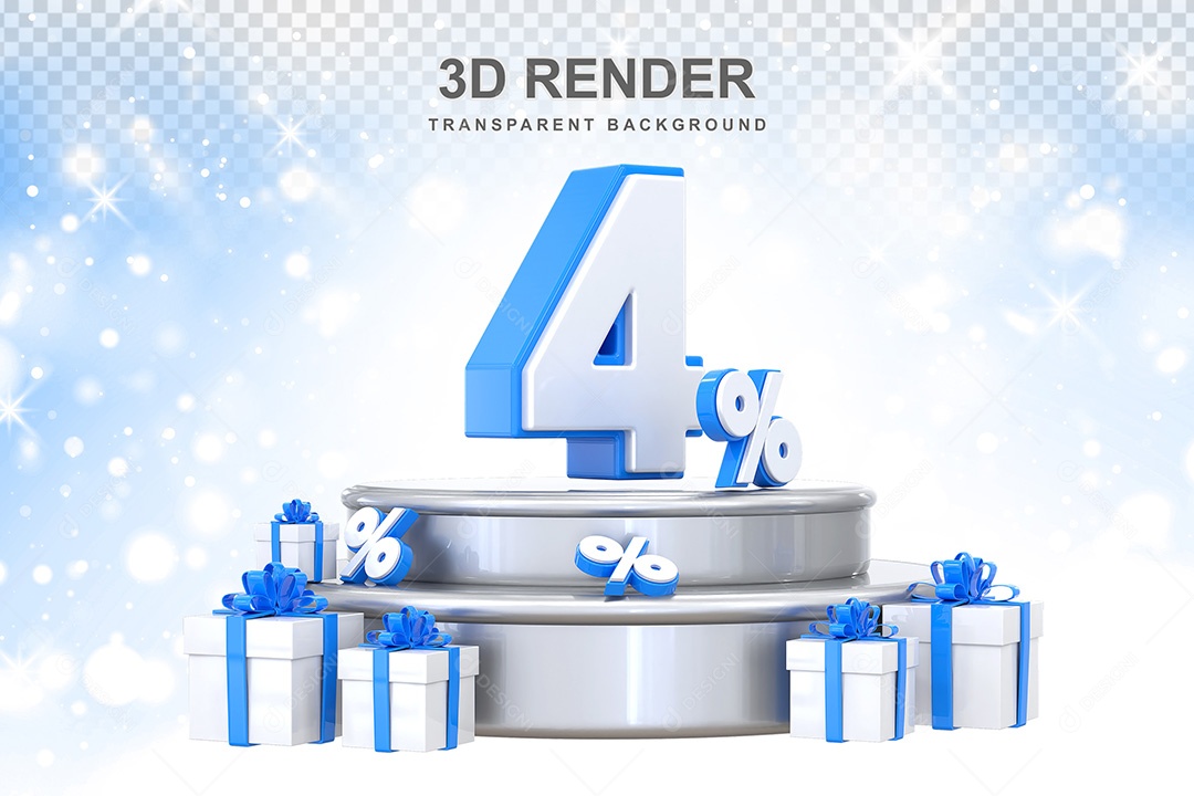 Número 3D 4% Elemento Para Composição PSD