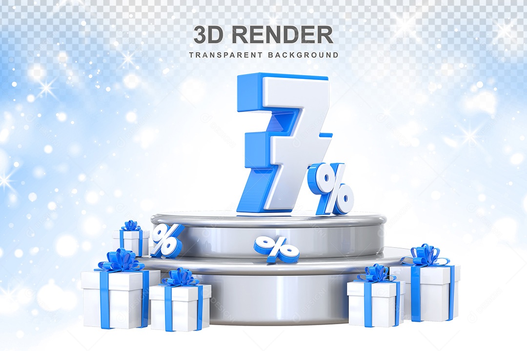 Número 3D 7% Elemento Para Composição PSD