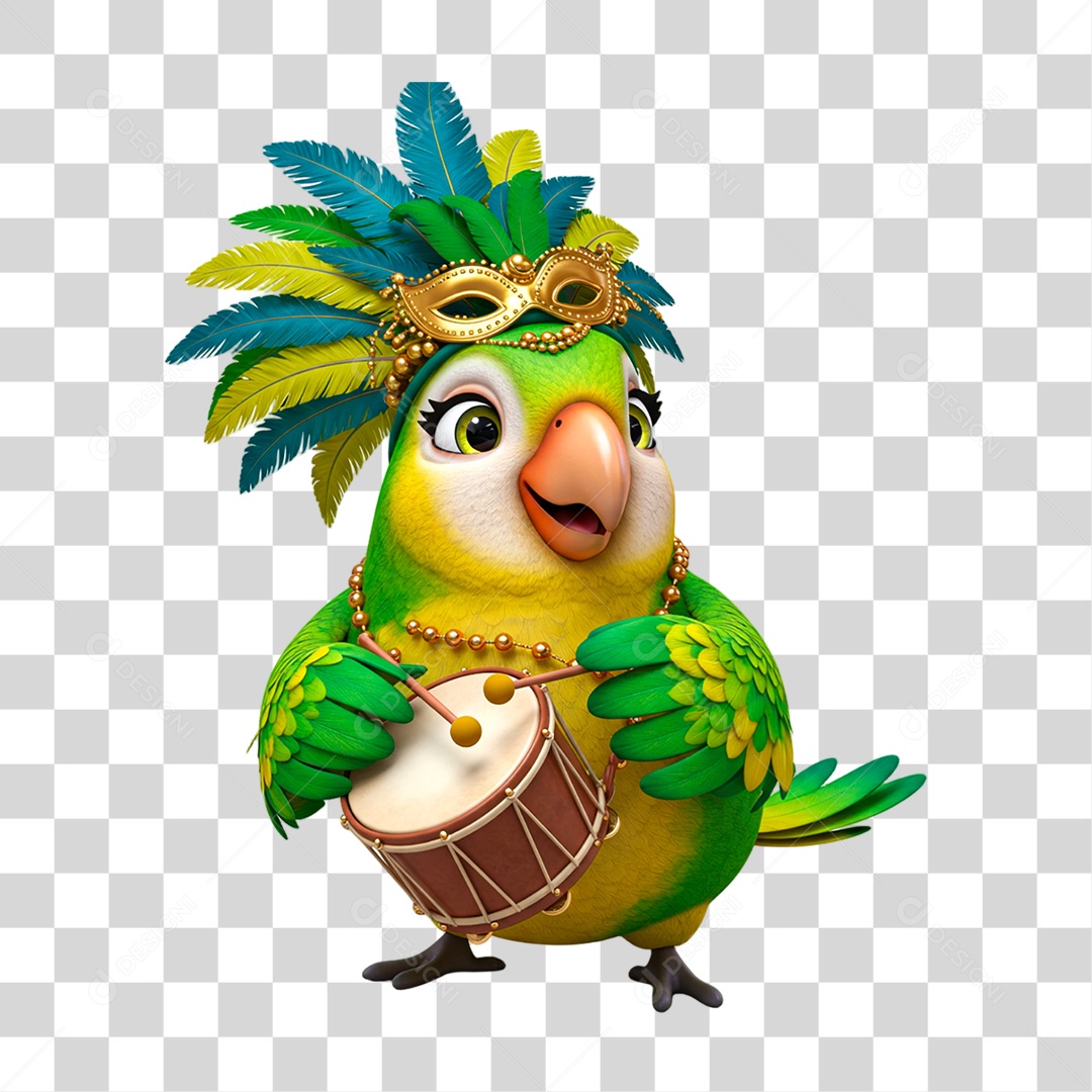 Papagaio Mascote de Carnaval PNG Transparente