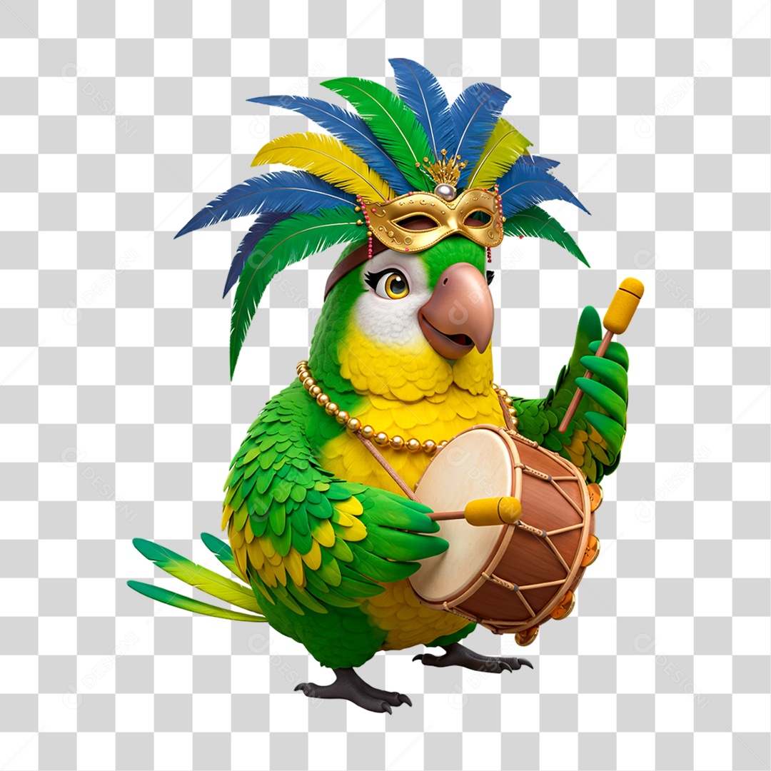 Papagaio Mascote de Carnaval PNG Transparente