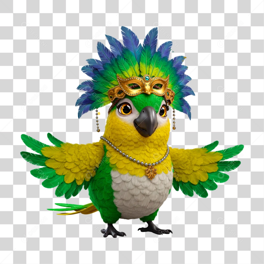 Papagaio Mascote de Carnaval PNG Transparente