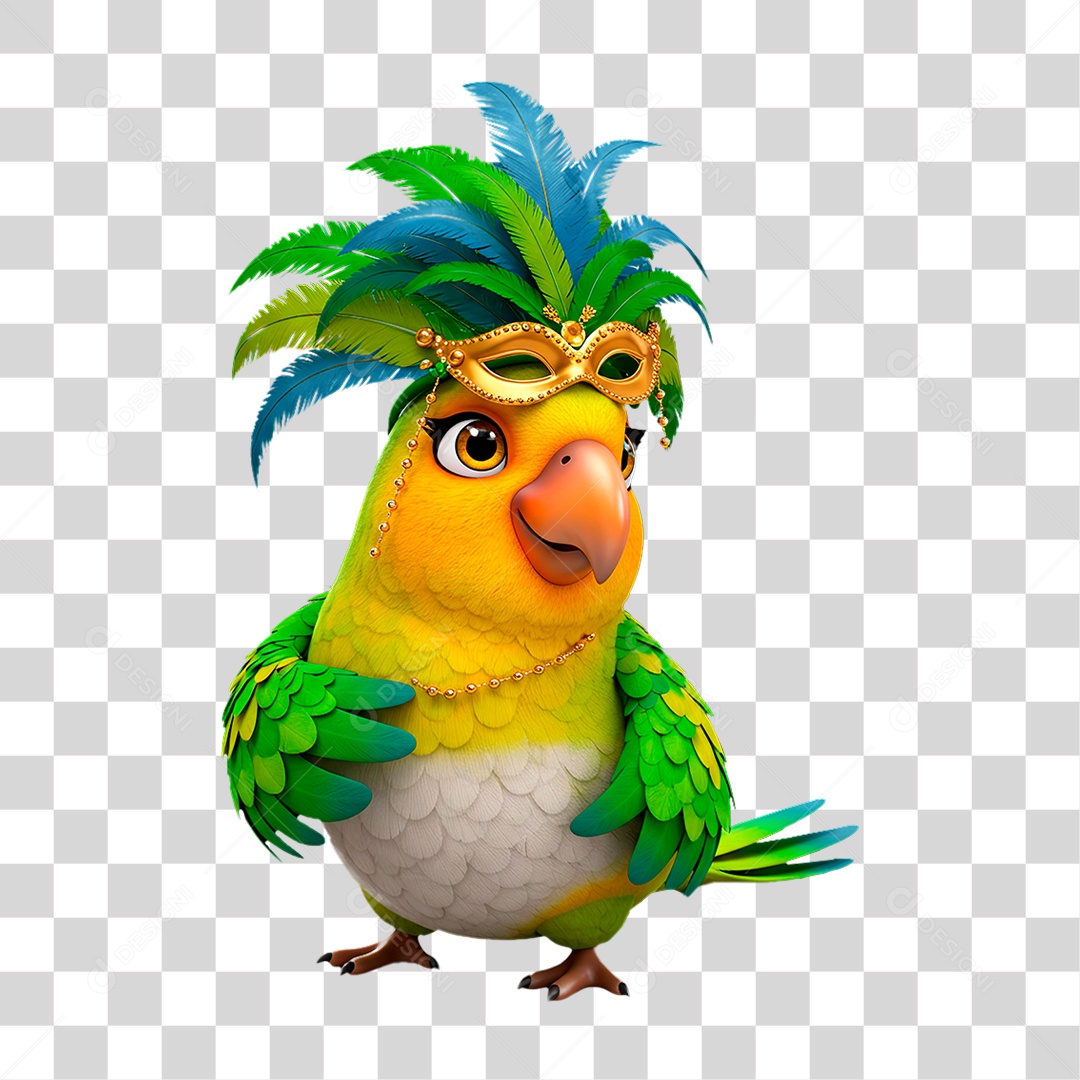 Mascote Papagaio de Carnaval PNG Transparente