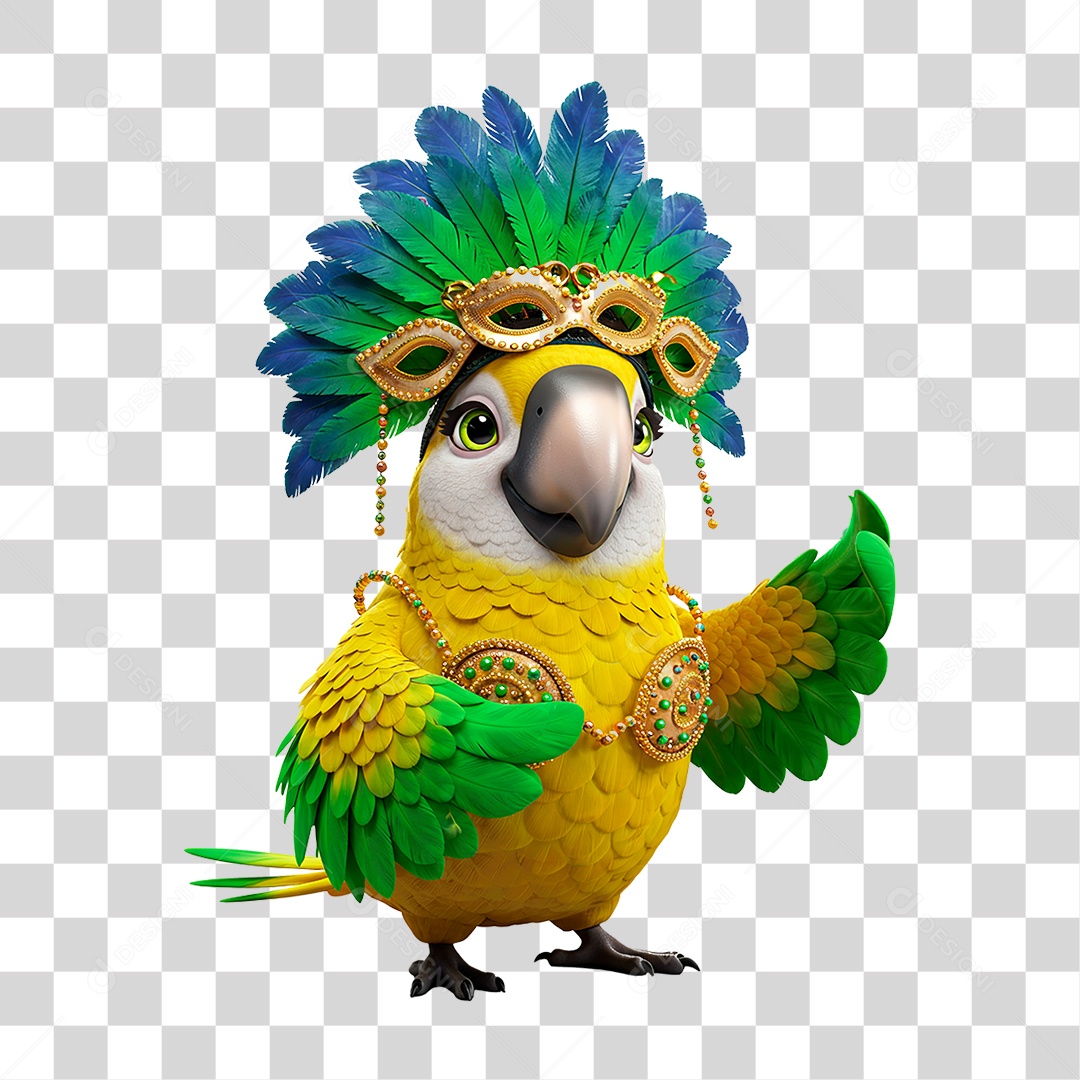 Mascote Papagaio de Carnaval PNG Transparente