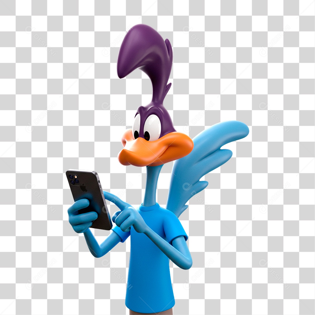 Personagem Papa-léguas Usando Celular PNG Transparente