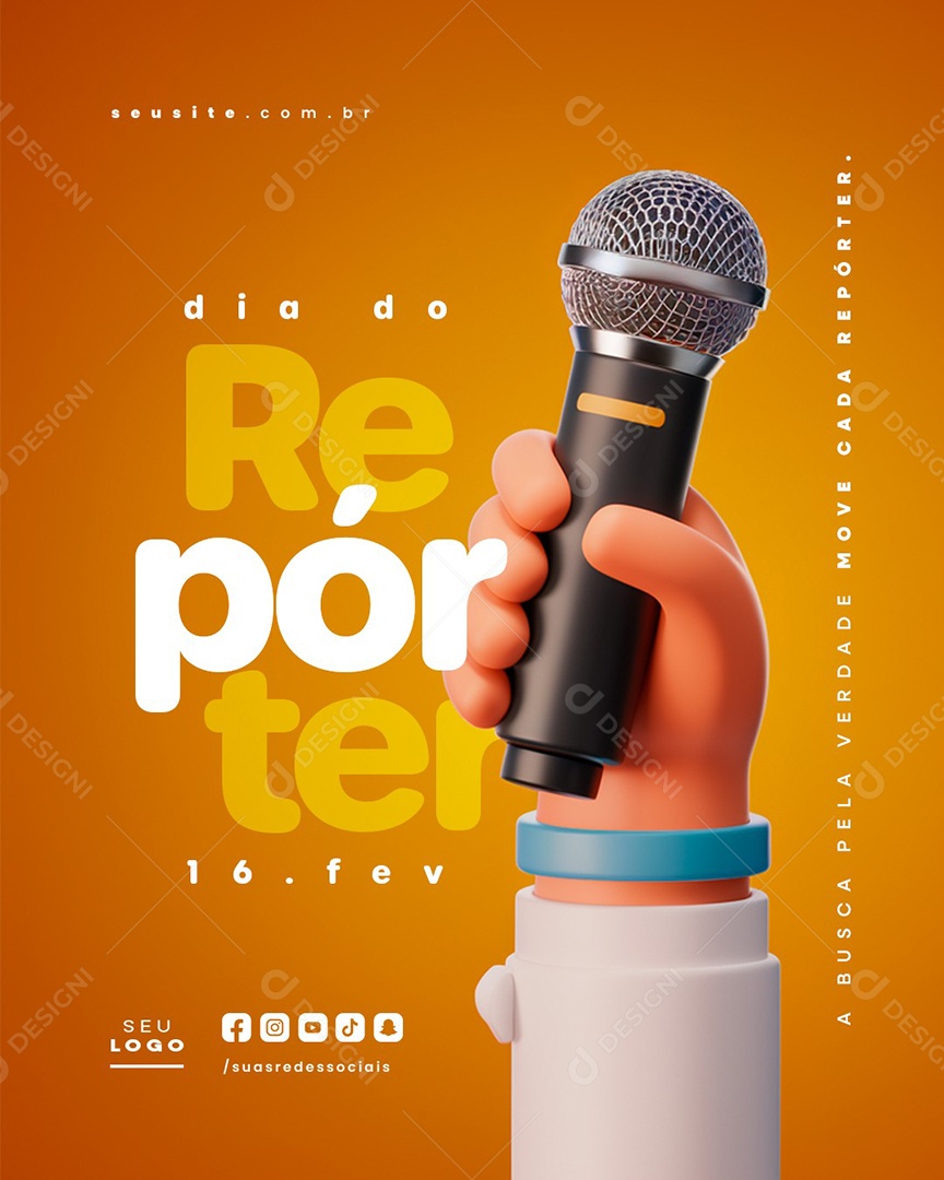 Dia do Repórter 16 de Fevereiro Social Media PSD Editável