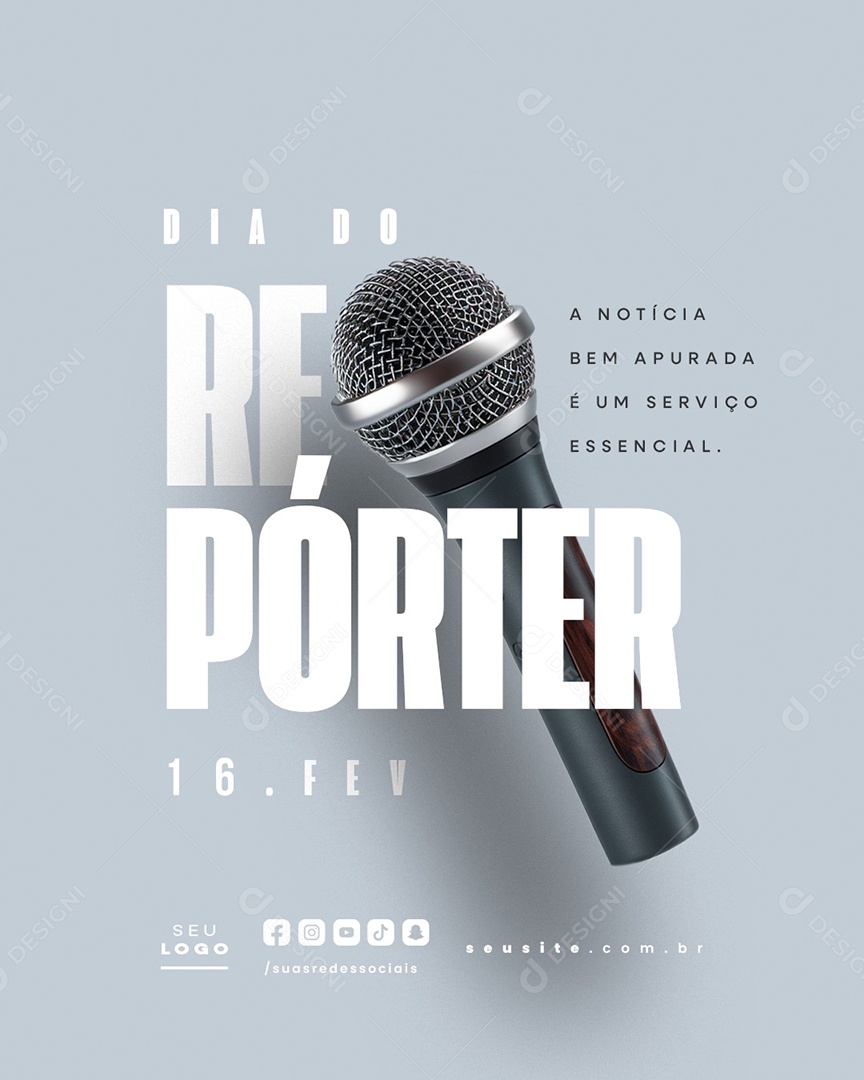 Dia do Repórter 16 de Fevereiro Social Media PSD Editável