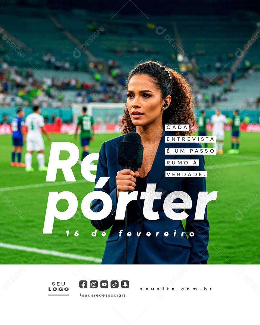 Dia do Repórter 16 de Fevereiro Social Media PSD Editável