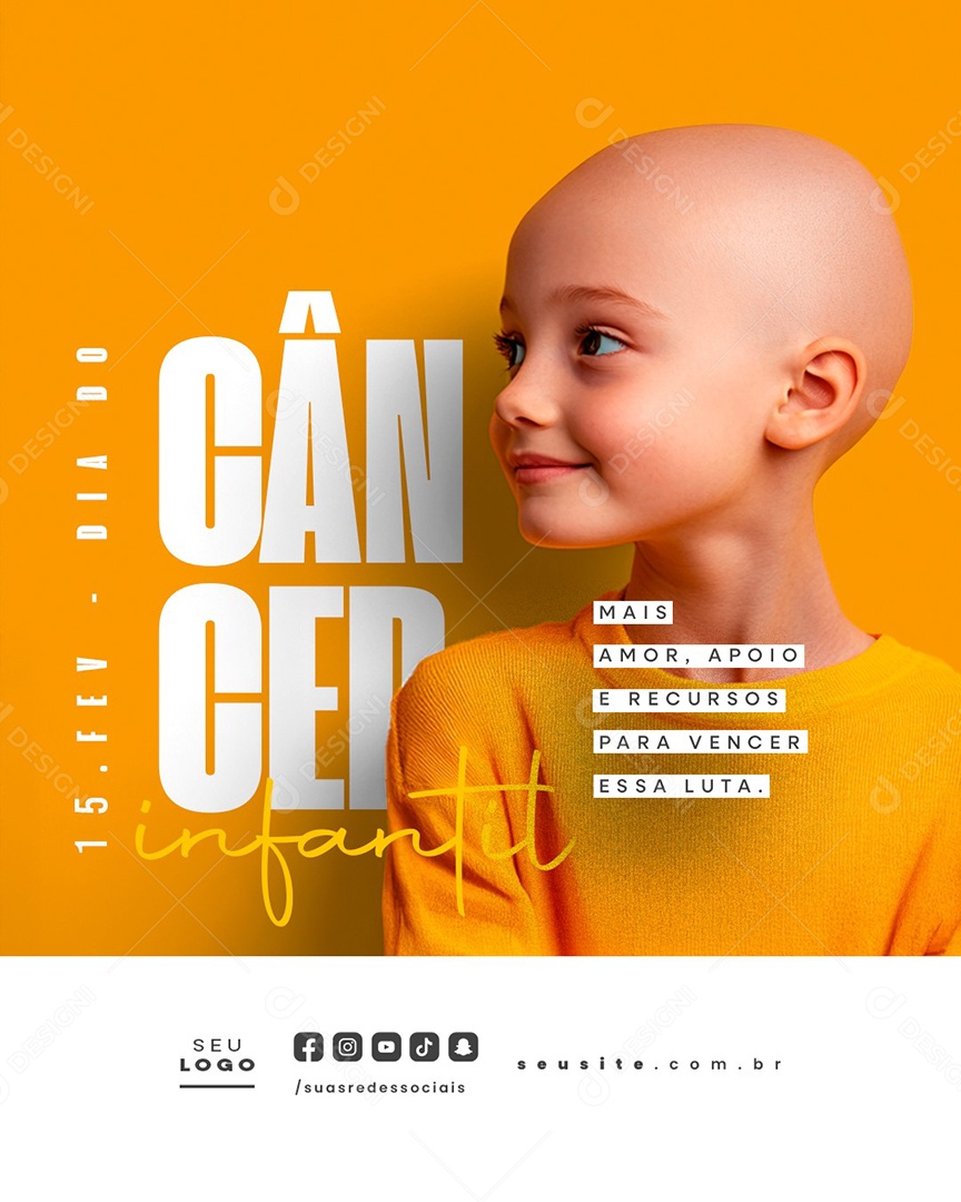 Dia do Câncer Infantil 15 de Fevereiro Social Media PSD Editável