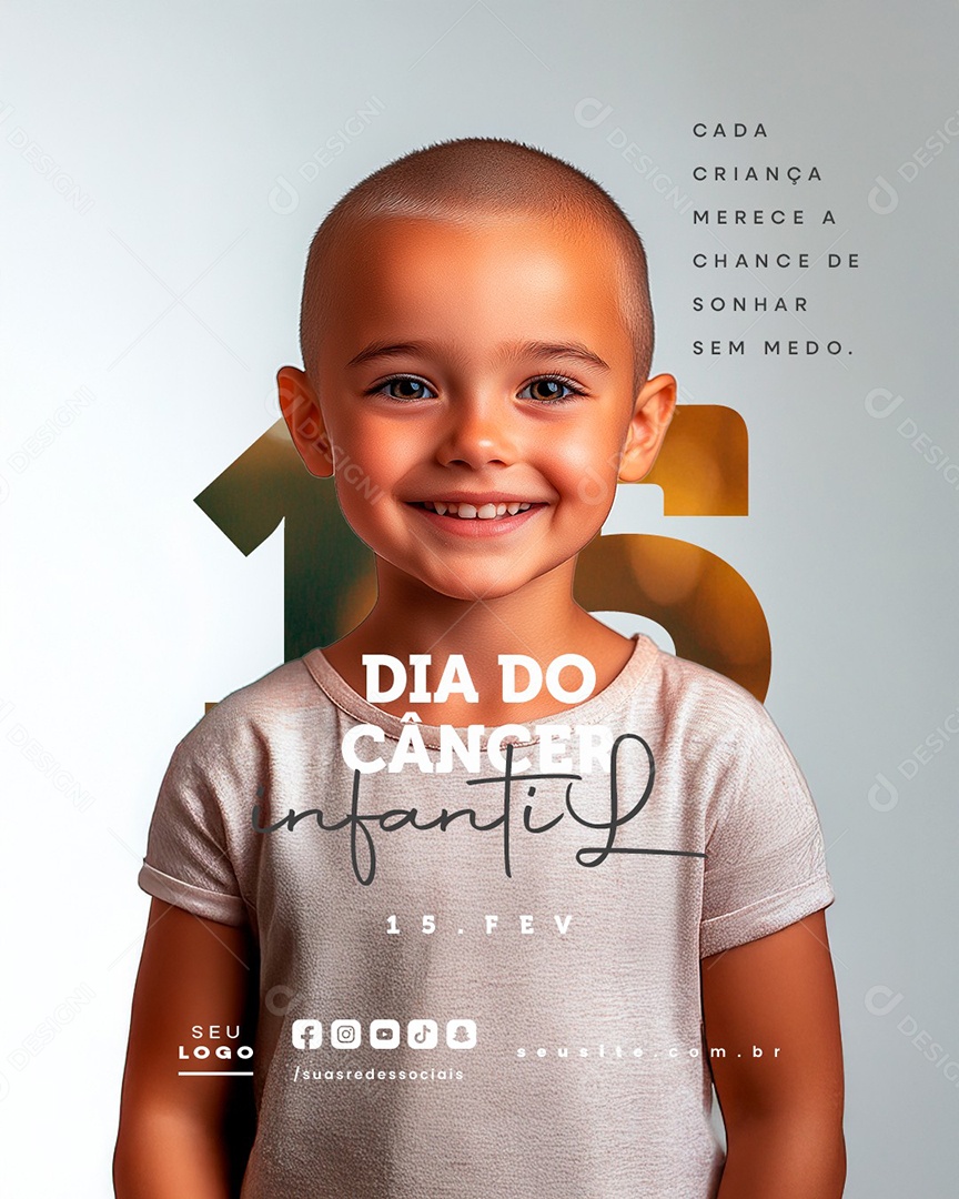 Social Media Dia do Câncer Infantil 15 de Fevereiro PSD Editável