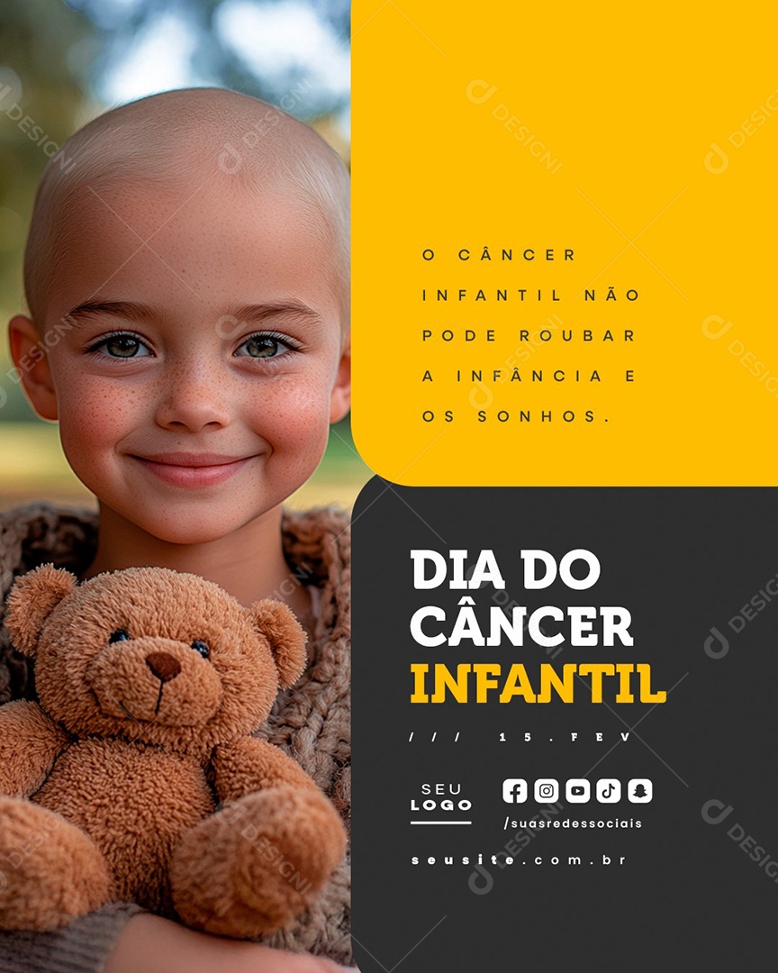 Dia do Câncer Infantil 15 de Fevereiro Social Media PSD Editável