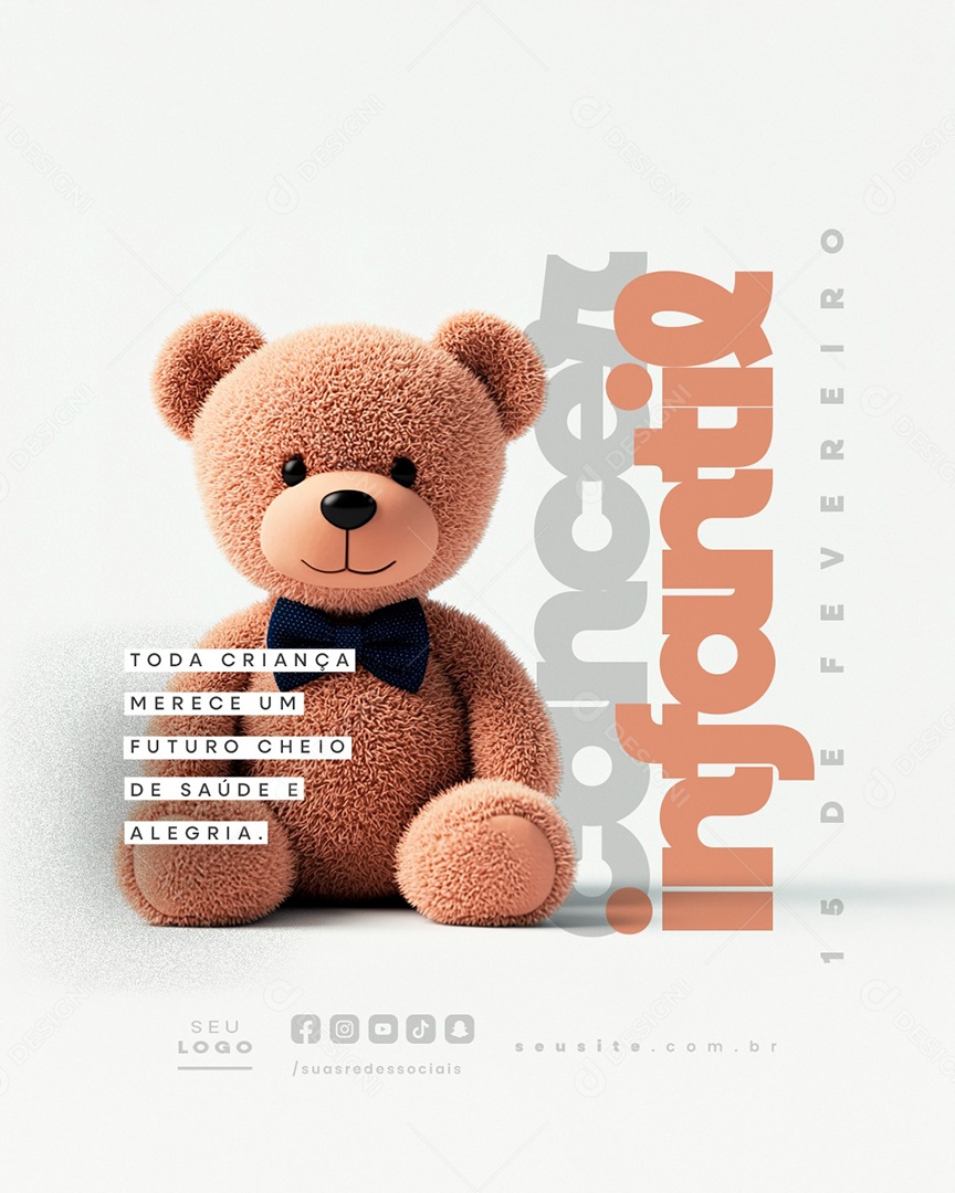Dia do Câncer Infantil 15 de Fevereiro Toda Criança Merece Um Futuro Social Media PSD Editável