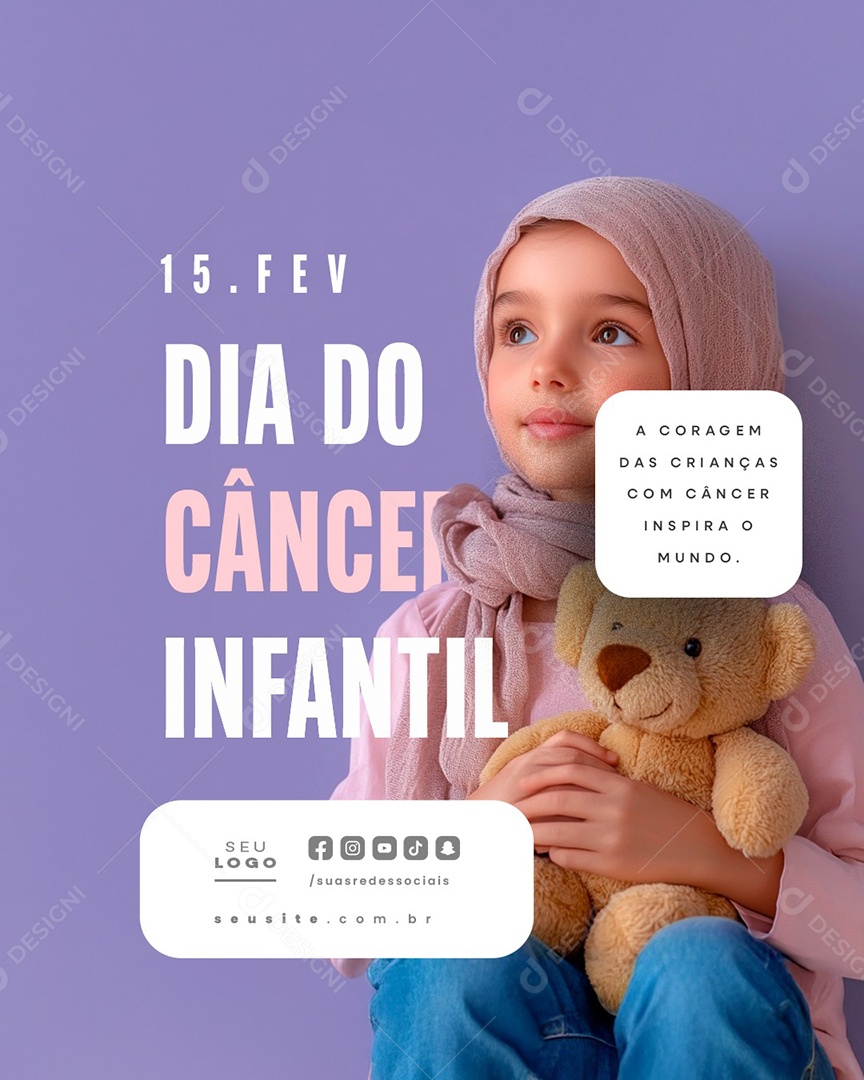 Dia do Câncer Infantil 15 de Fevereiro Social Media PSD Editável