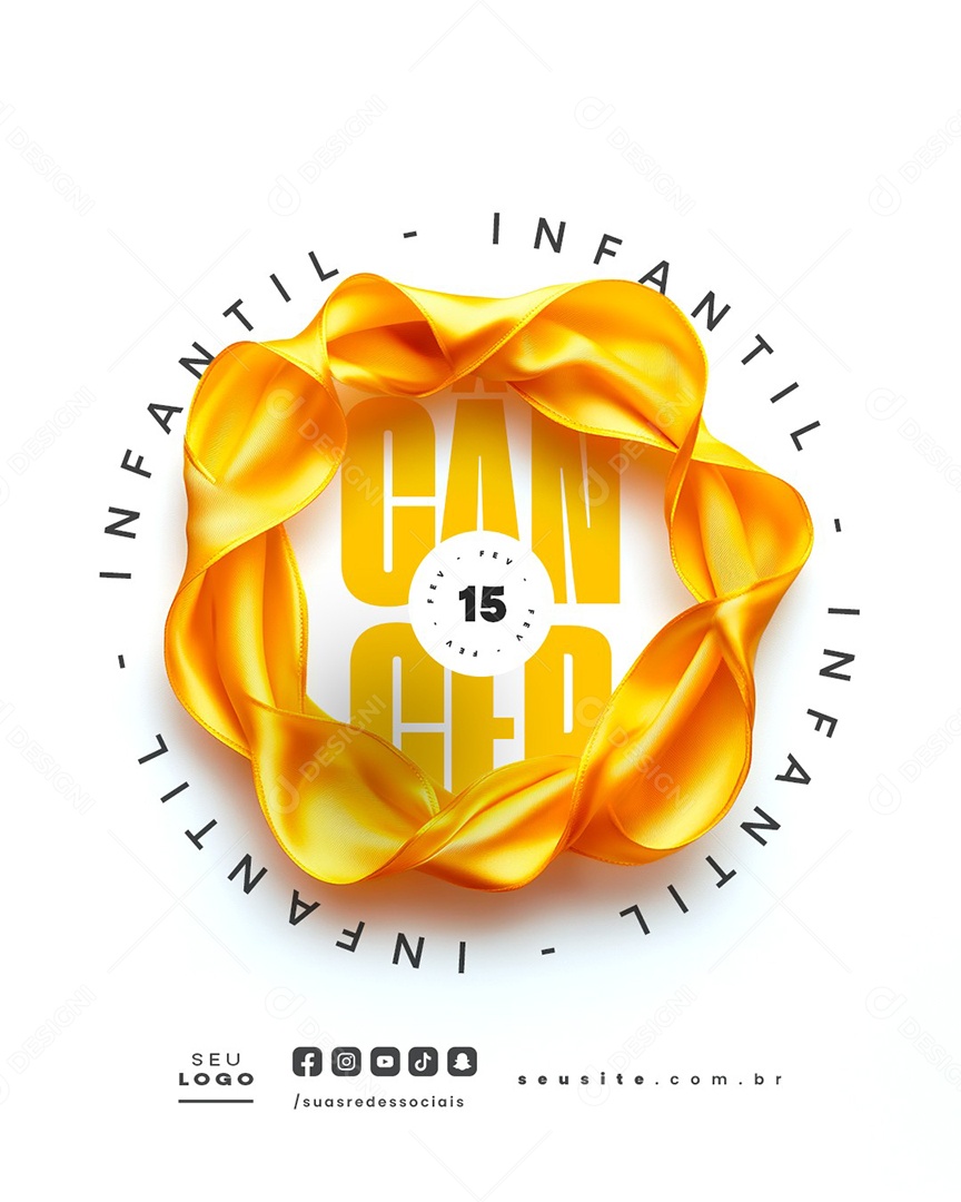 Social Media Dia do Câncer Infantil 15 de Fevereiro PSD Editável