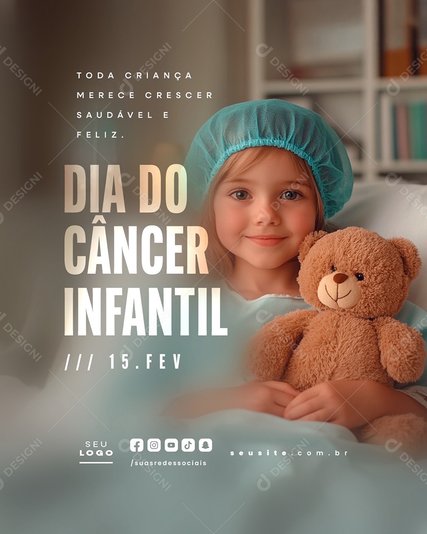 Dia do Câncer Infantil 15 de Fevereiro Social Media PSD Editável