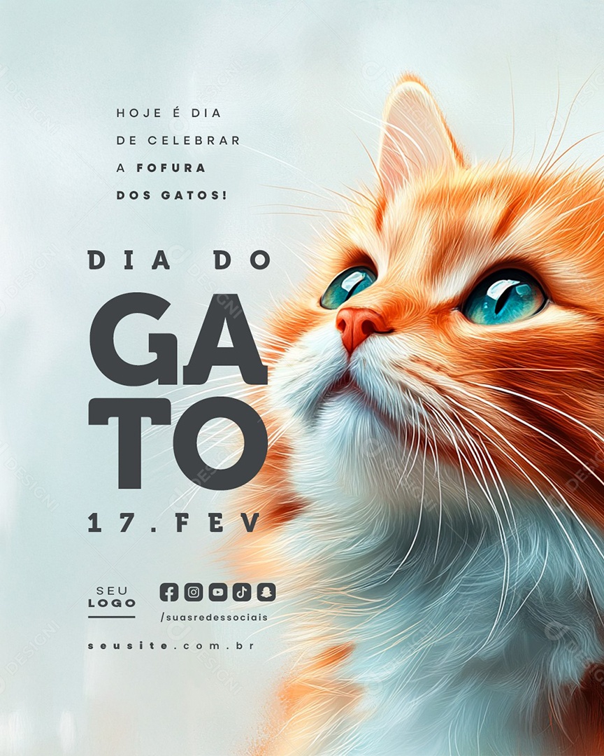 Dia do Gato 17 de Fevereiro Social Media PSD Editável