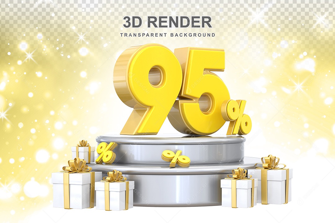 Número 3D 95% Amarelo Elemento Para Composição PSD