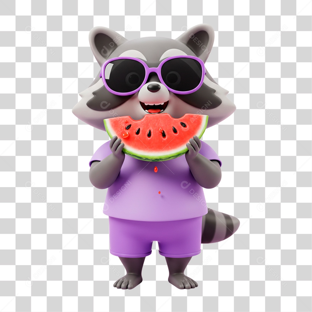 Guaxinim com Roupa de Verão PNG Transparente