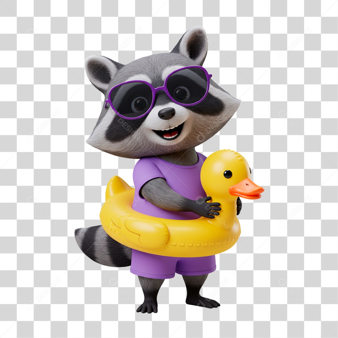 Guaxinim com Roupa de Verão PNG Transparente