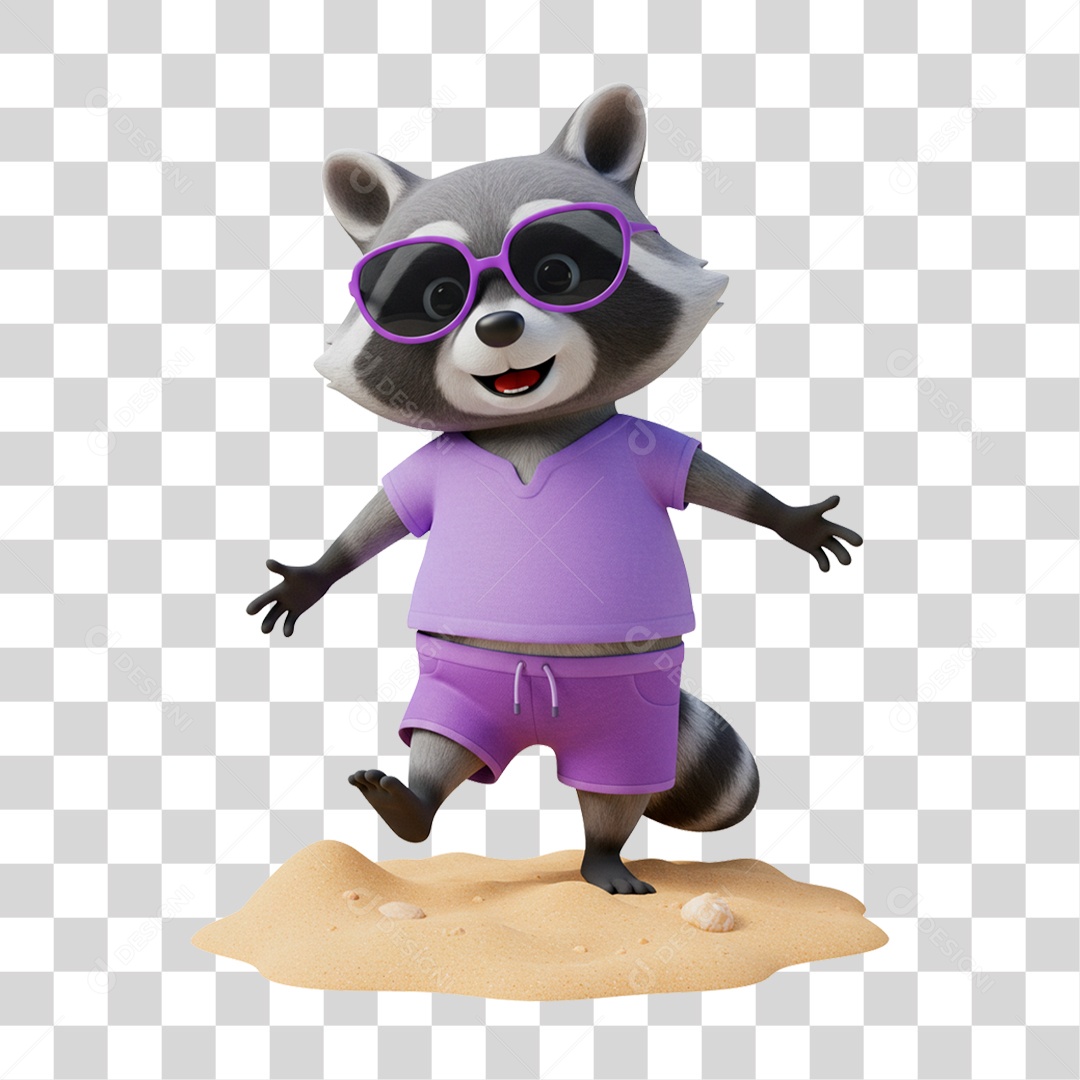 Guaxinim com Roupa de Verão PNG Transparente