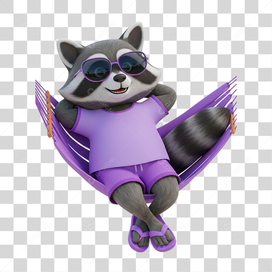 Guaxinim com Roupa de Verão PNG Transparente