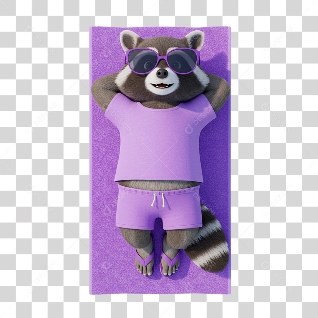 Guaxinim com Roupa de Verão PNG Transparente