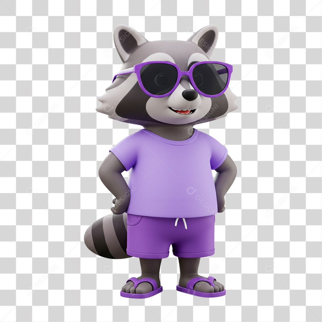 Guaxinim com Roupa de Verão PNG Transparente