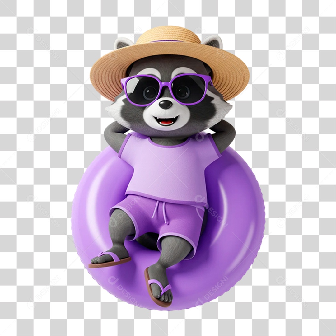 Guaxinim com Roupa de Verão PNG Transparente