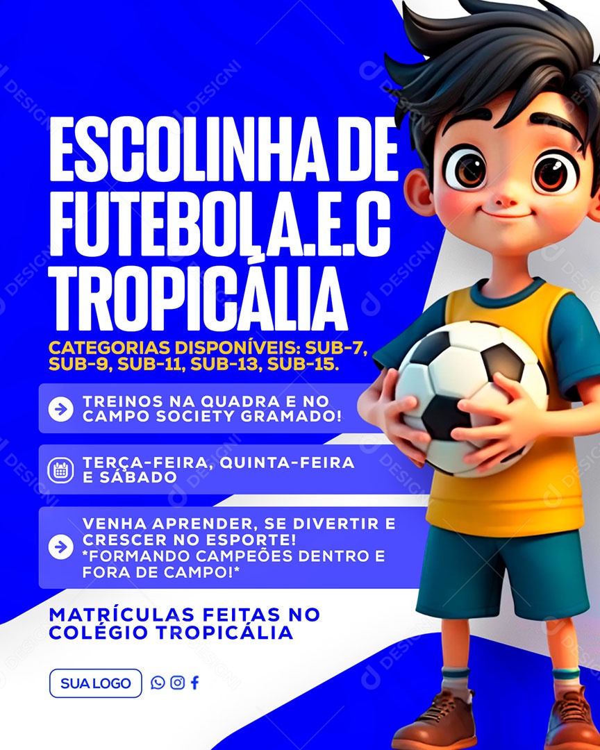 Escolinha de Futebol Social Media PSD Editável