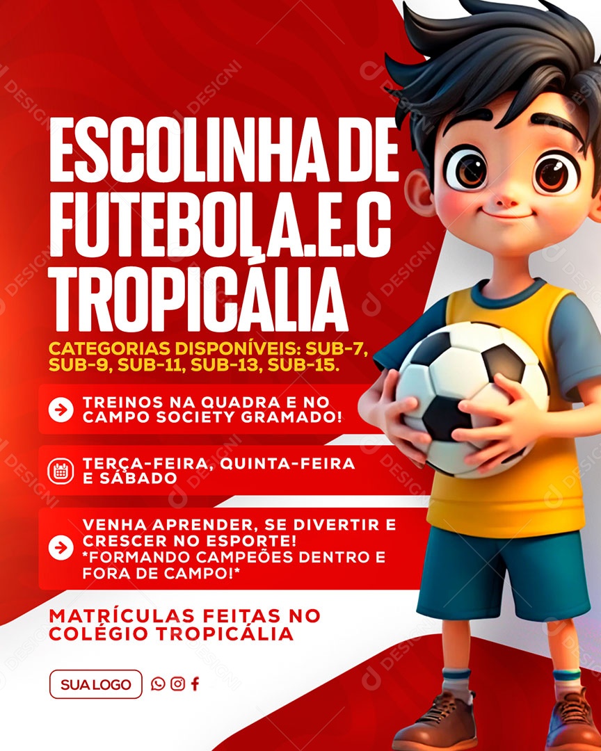 Escolinha de Futebol Social Media PSD Editável