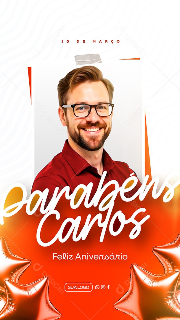 Story Feliz Aniversário Parabéns Carlos Social Media PSD Editável