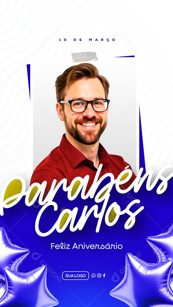 Story Feliz Aniversário Parabéns Carlos Social Media PSD Editável