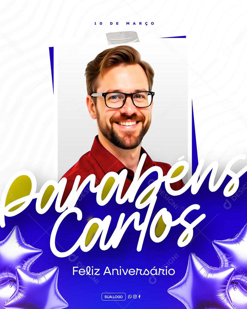 Feliz Aniversário Parabéns Carlos Social Media PSD Editável