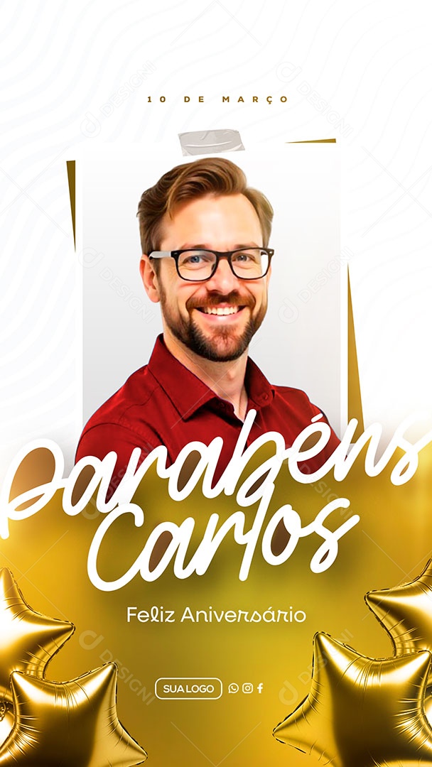 Story Feliz Aniversário Parabéns Carlos Social Media PSD Editável