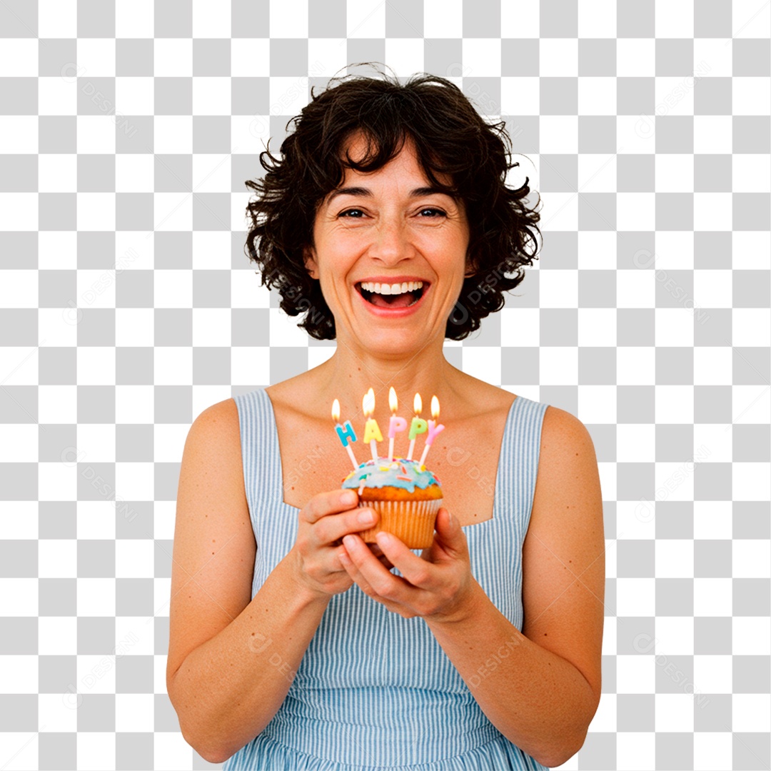 Mulher Segurando Bolo PNG Transparente