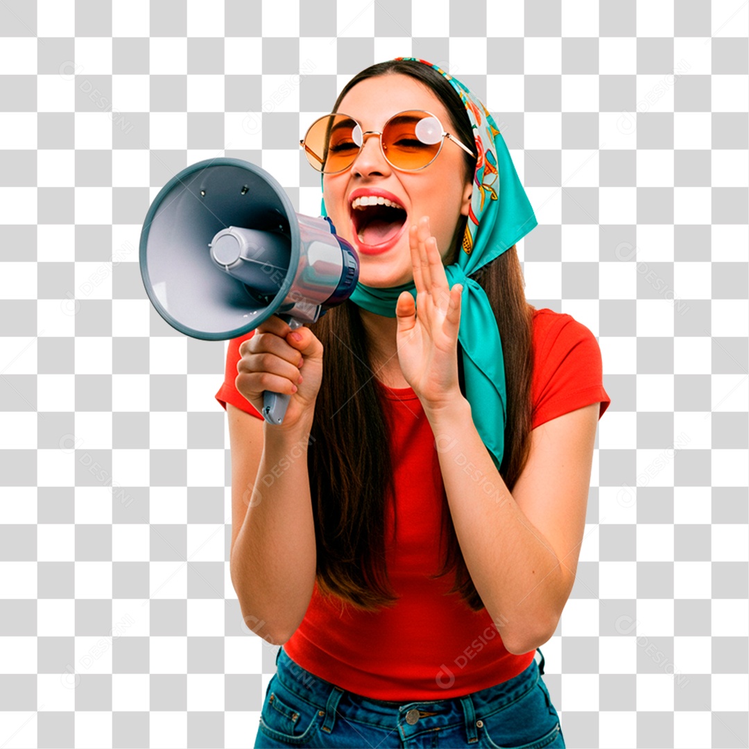 Woman with Megaphone Transparent PNG