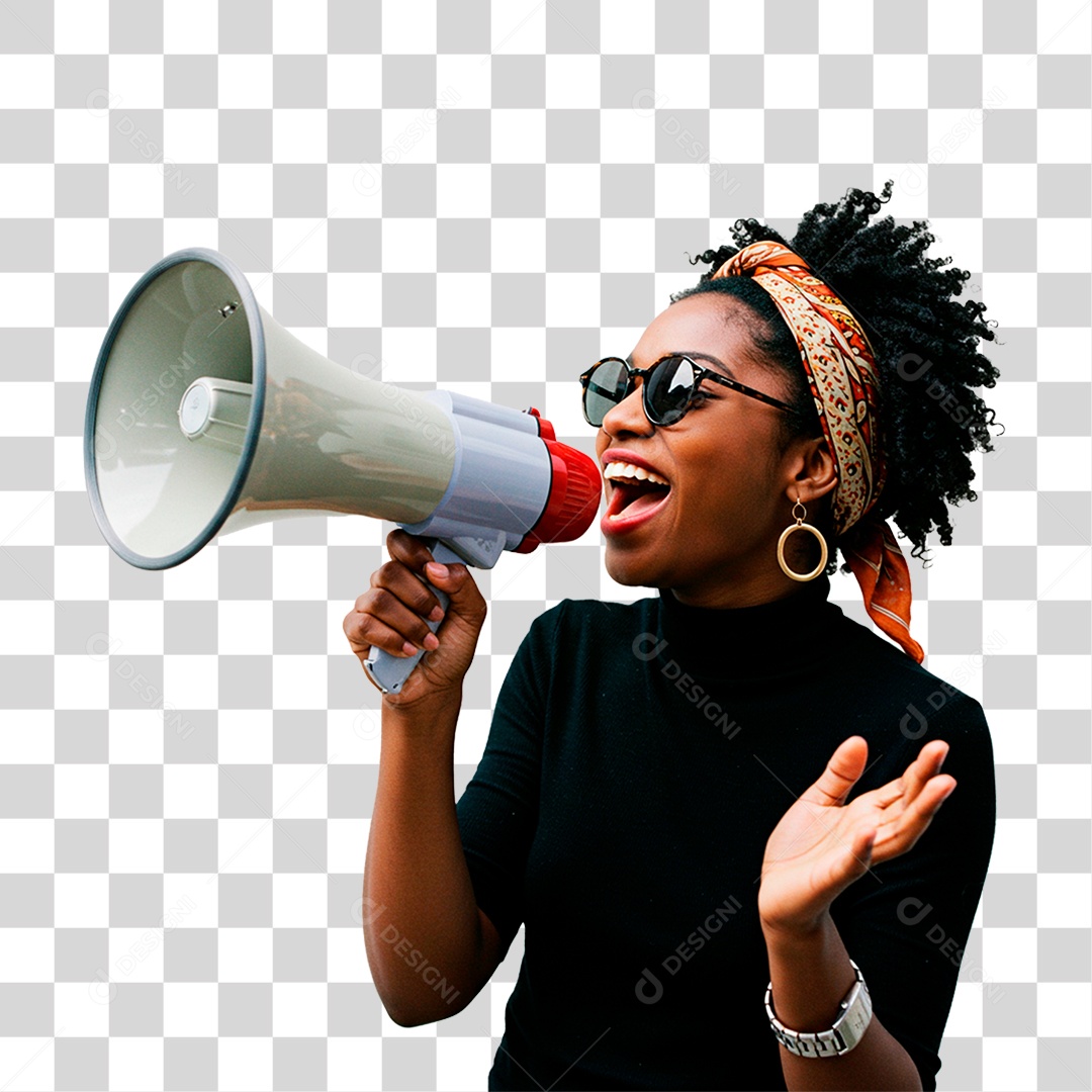 Mulher com Megafone PNG Transparente