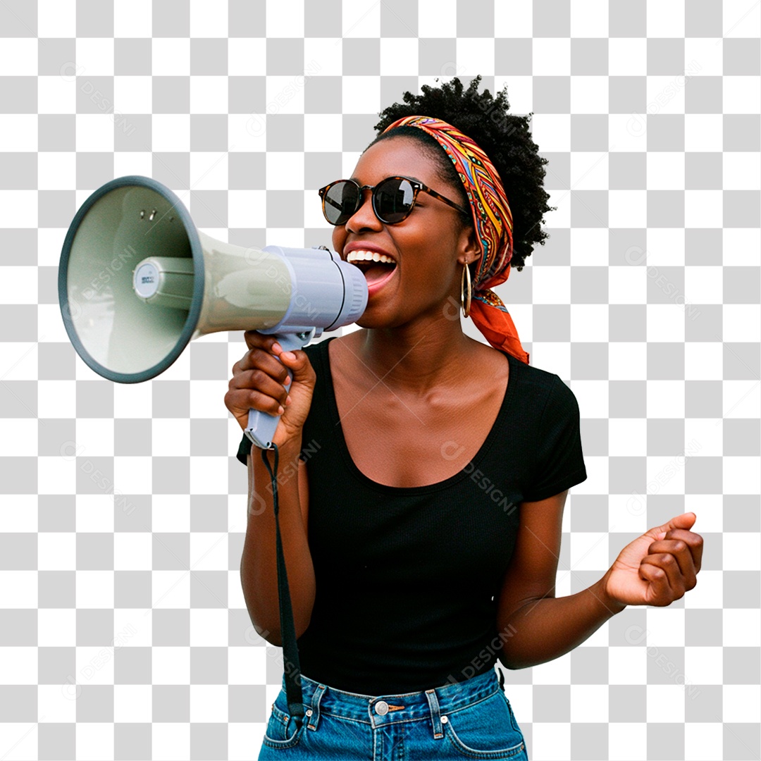 Mulher com Megafone PNG Transparente