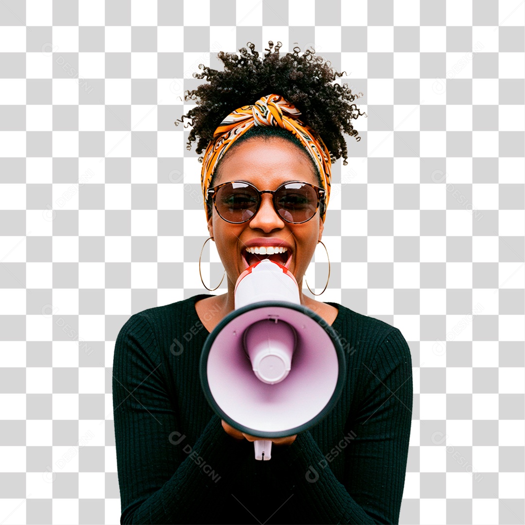 Mulher com Megafone PNG Transparente