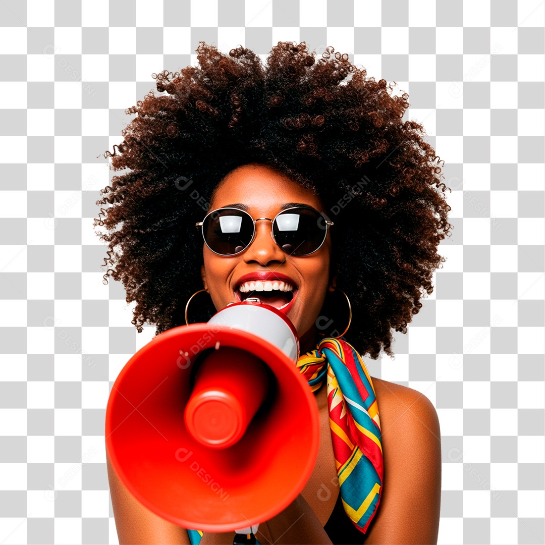 Mulher com Megafone PNG Transparente
