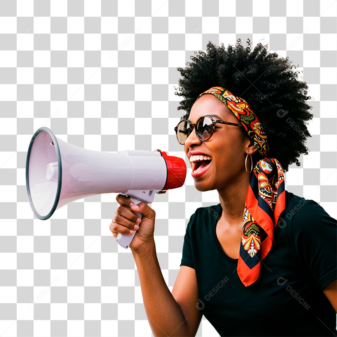 Mulher com Megafone PNG Transparente