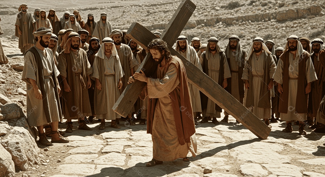 Semelhança de Jesus Cristo carregando cruz páscoa