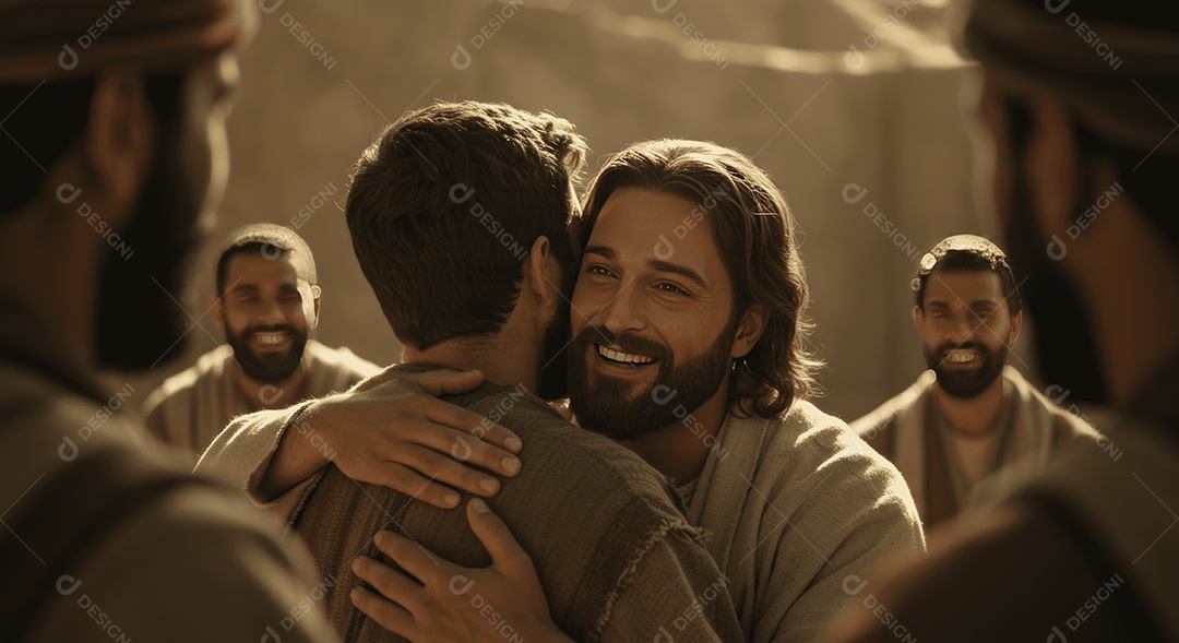 Semelhança de Cristo abraçando com afeto os irmãos